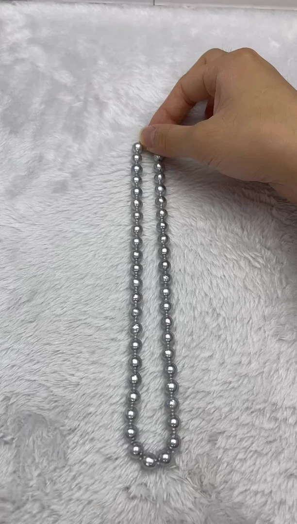 项链银S925镶嵌海水珍珠AK真多麻8.5-9mm