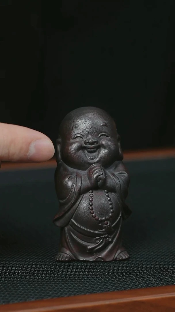 【闪购商品】紫砂茶宠宜兴紫砂F112小和尚黑