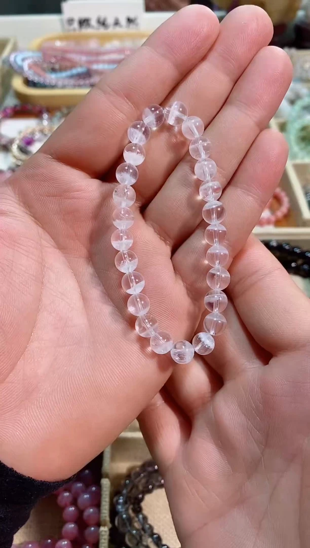 【闪购商品】水晶手链未镶嵌半盆白幽灵7M+  (多样性发其一）
