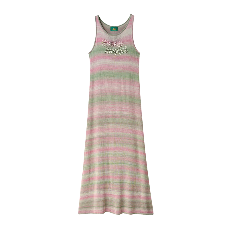 【茉舍】MICartsy 25春夏新款手工钉针织条纹背心长裙 SCP353-688