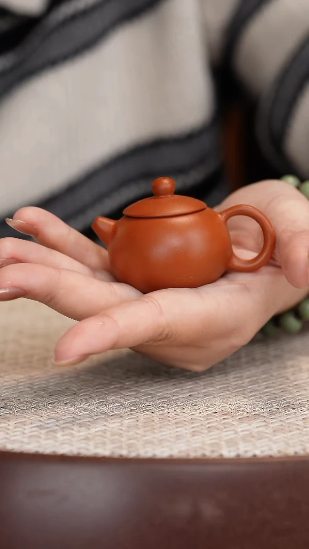 紫砂朱泥西施把把壶