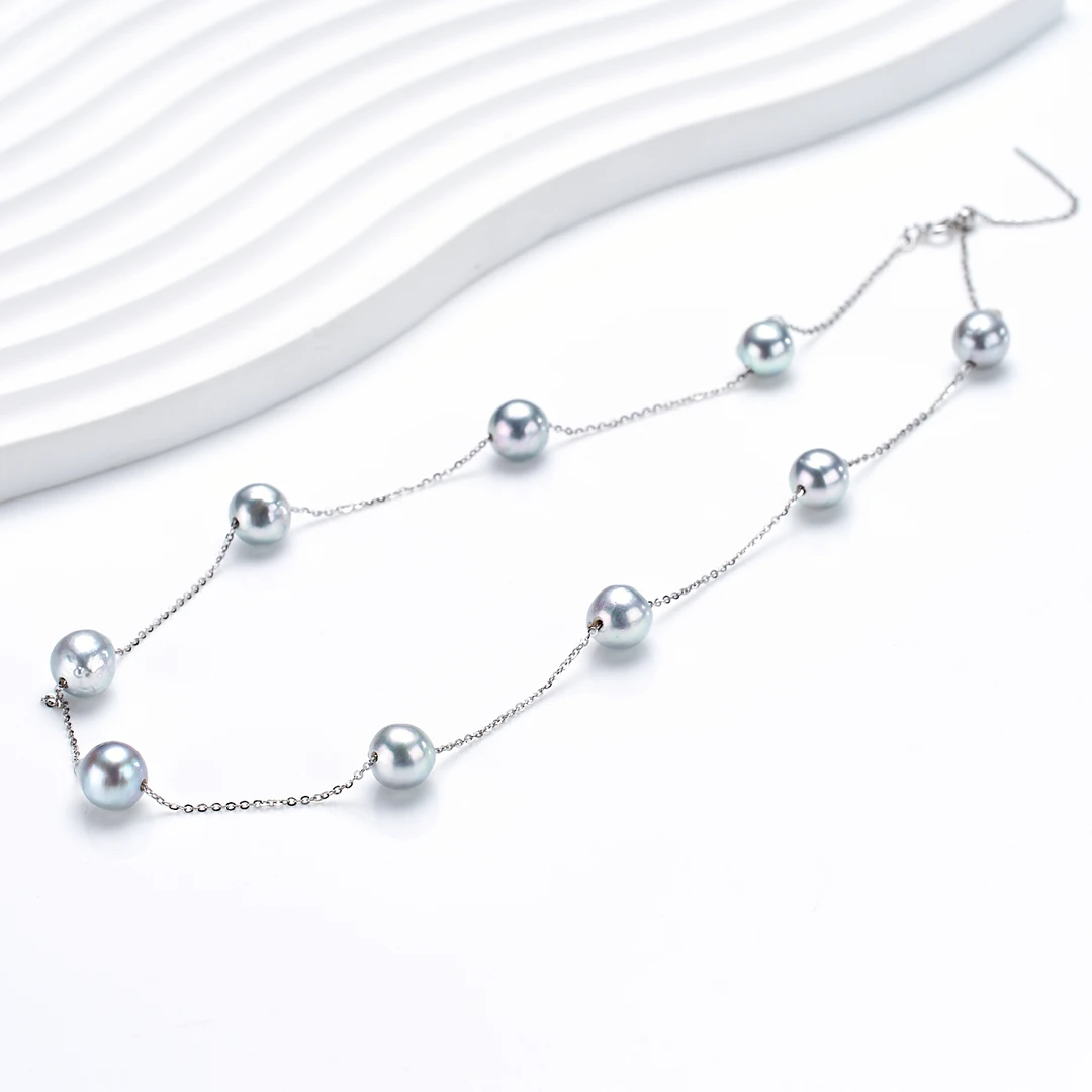 【星空】气质时尚款海水akoya银蓝灰满天星项链8-9mm（多样性发一）