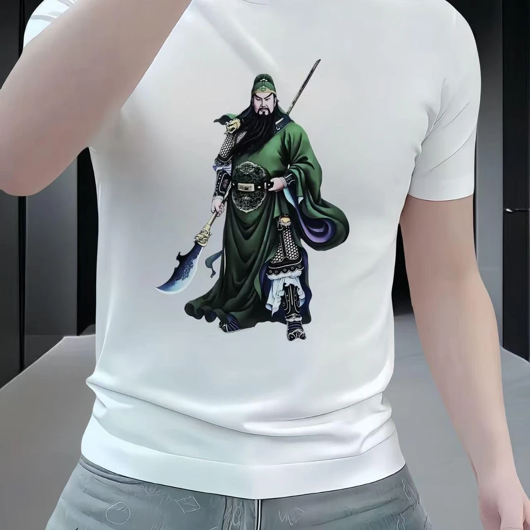 关公国风爆款2025夏季短袖男T恤纯棉宽松圆领高端轻奢休闲百搭