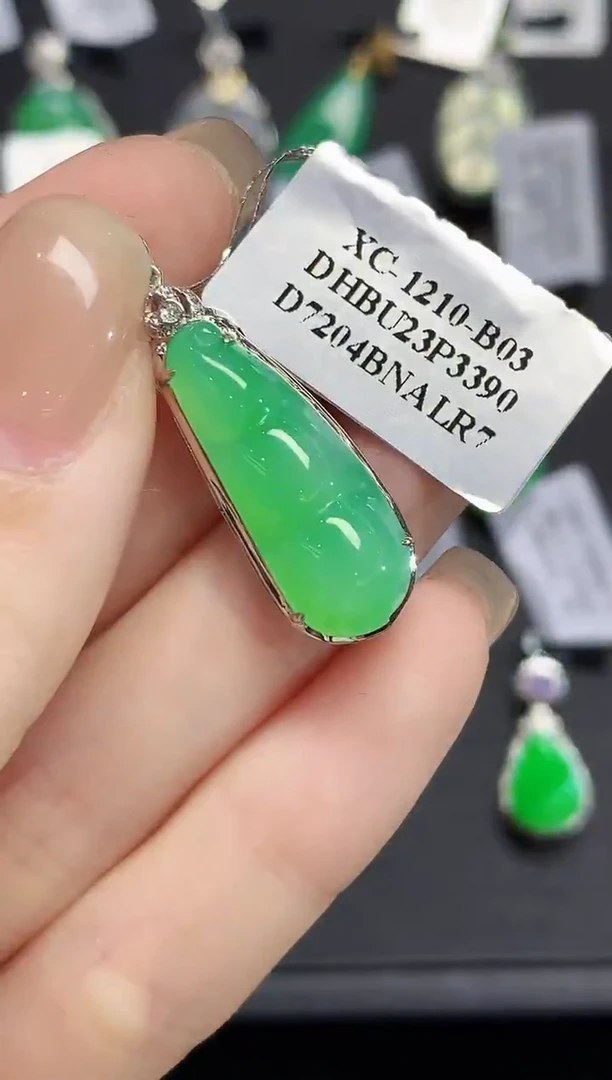 吊坠(不含链)18K金镶嵌翡翠LSR多样性发其一