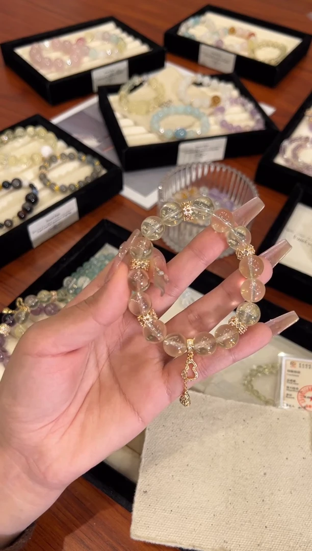【闪购商品】水晶手链合金黄水晶手链x1479