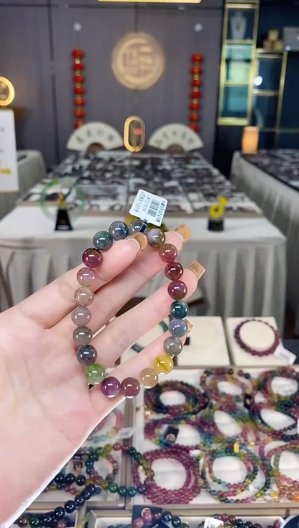 未镶嵌老矿碧玺西瓜单圈手串9mm+碧玺dan多样性发货一条