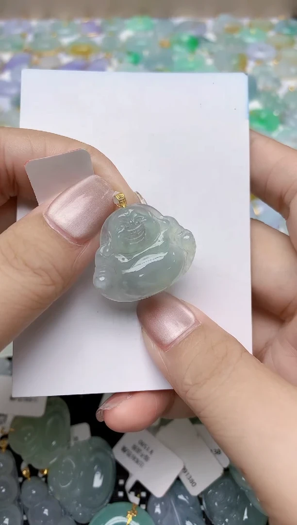 翡翠18K金镶嵌颈饰天然缅甸A货翡翠