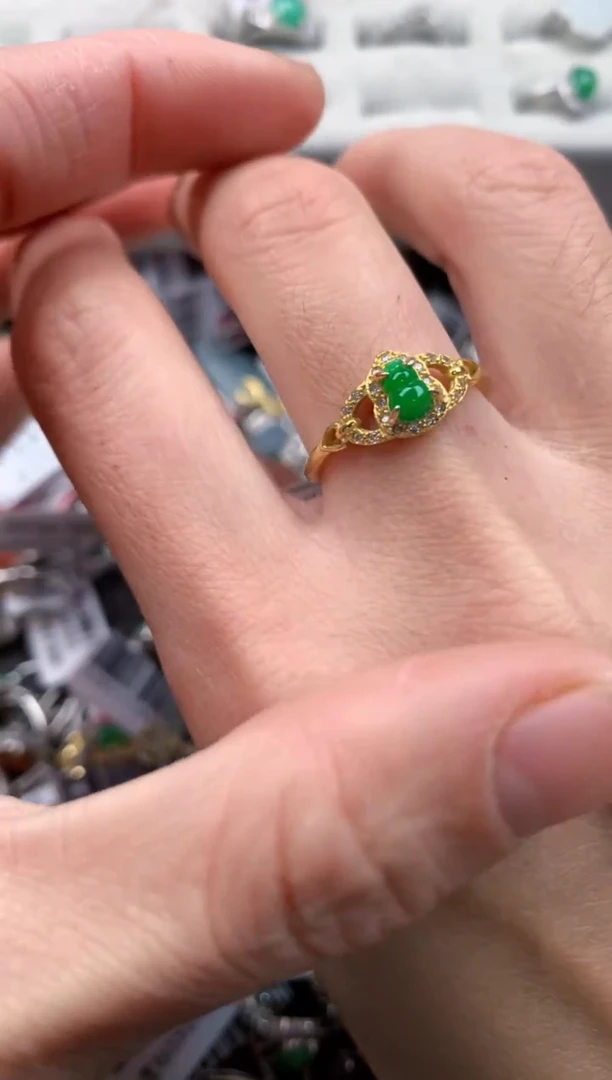 银S925镶嵌戒指翡翠1                         5