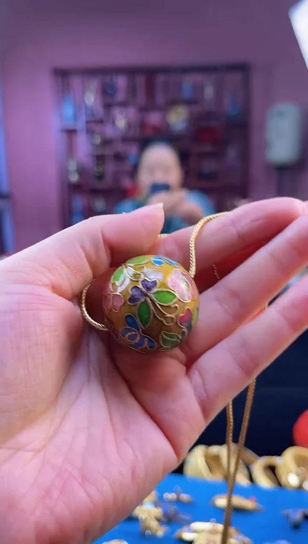 非遗 景泰蓝3.0单珠项链 金黄