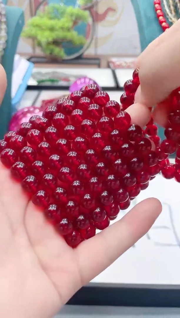 图片款 10mm酒红石I榴单圈时尚百搭