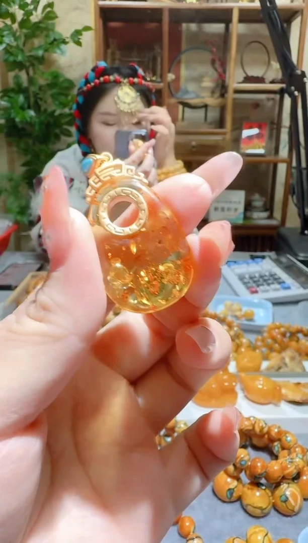 蜜蜡颈饰银S925镶嵌41天然蜜蜡珠宝奇石全都保真