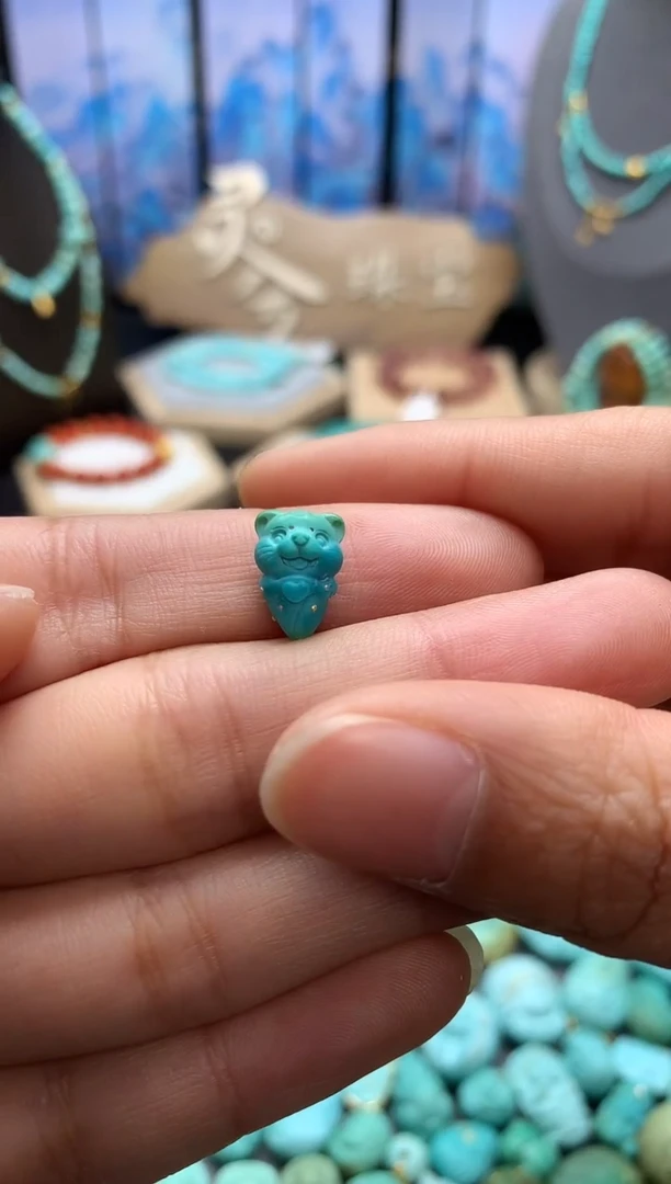 【闪购商品】绿松石挂件未镶嵌高瓷玉化精工猫咪