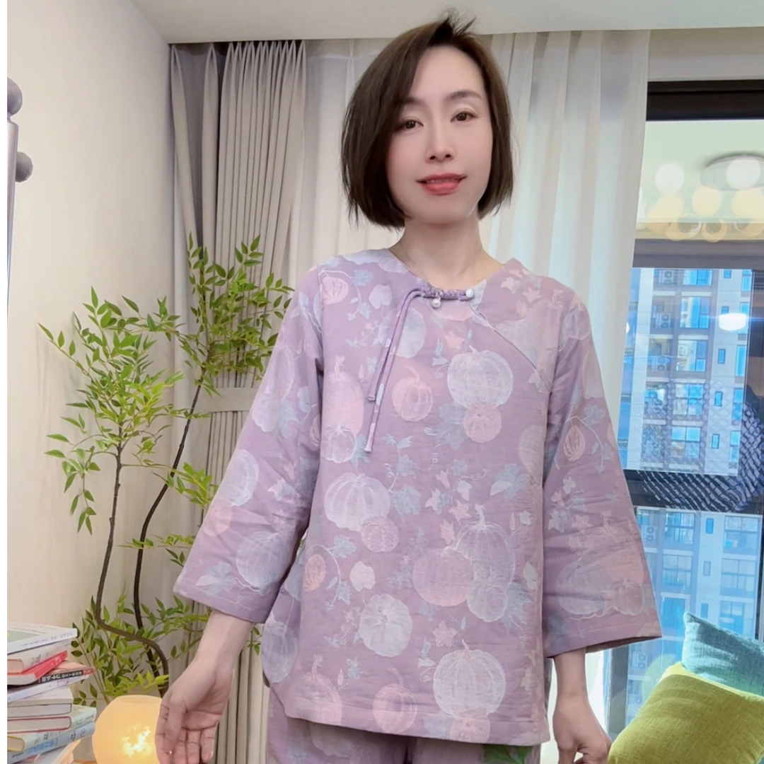『新号开播专区』春夏纯棉双层纱布色织女家居服套装MY0007
