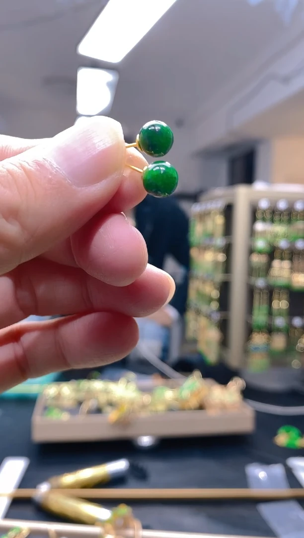 【闪购商品】翡翠耳饰合金38翡翠耳钉