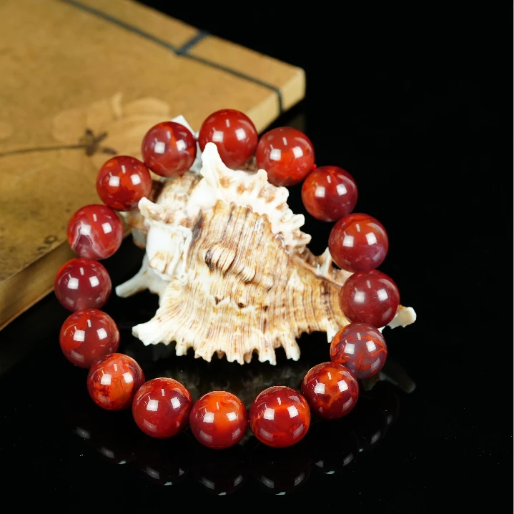 【老掌柜讲珠宝】南红火焰纹手串14m+ AGZ011302