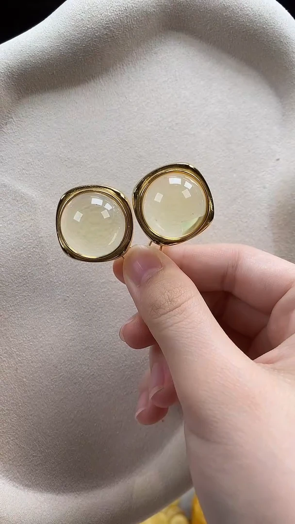 琥珀未镶嵌耳饰耳环