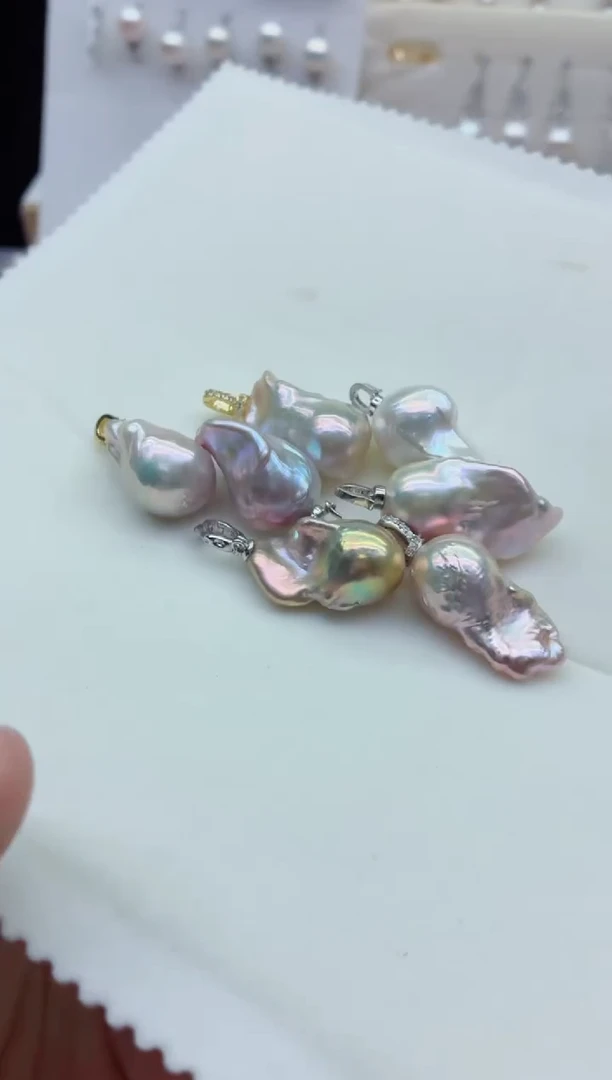 淡水珍珠银S925镶嵌吊坠(不含链)多样性发其一，非无暇