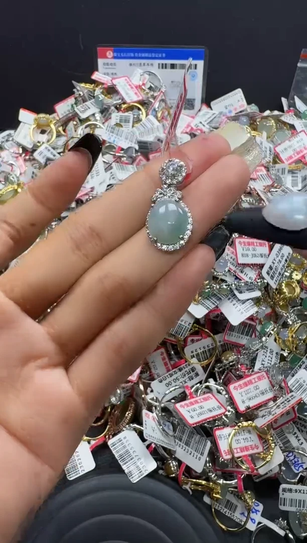 翡翠戒指银S925镶嵌戒指167