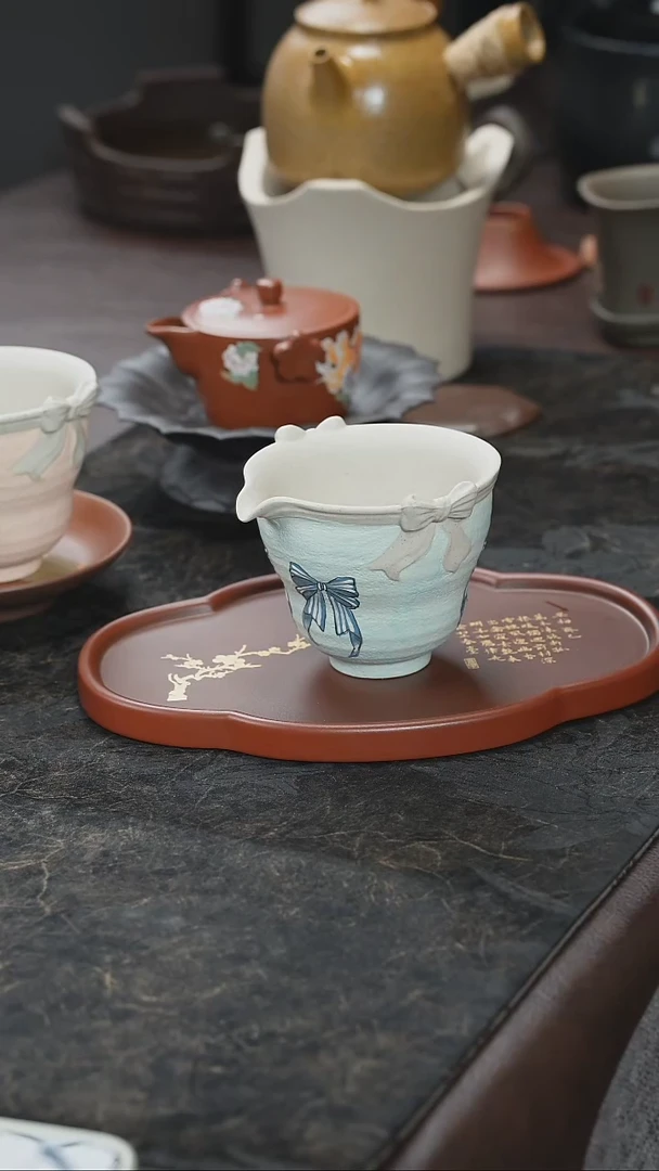 九隐茶器白泥蓝色公道杯