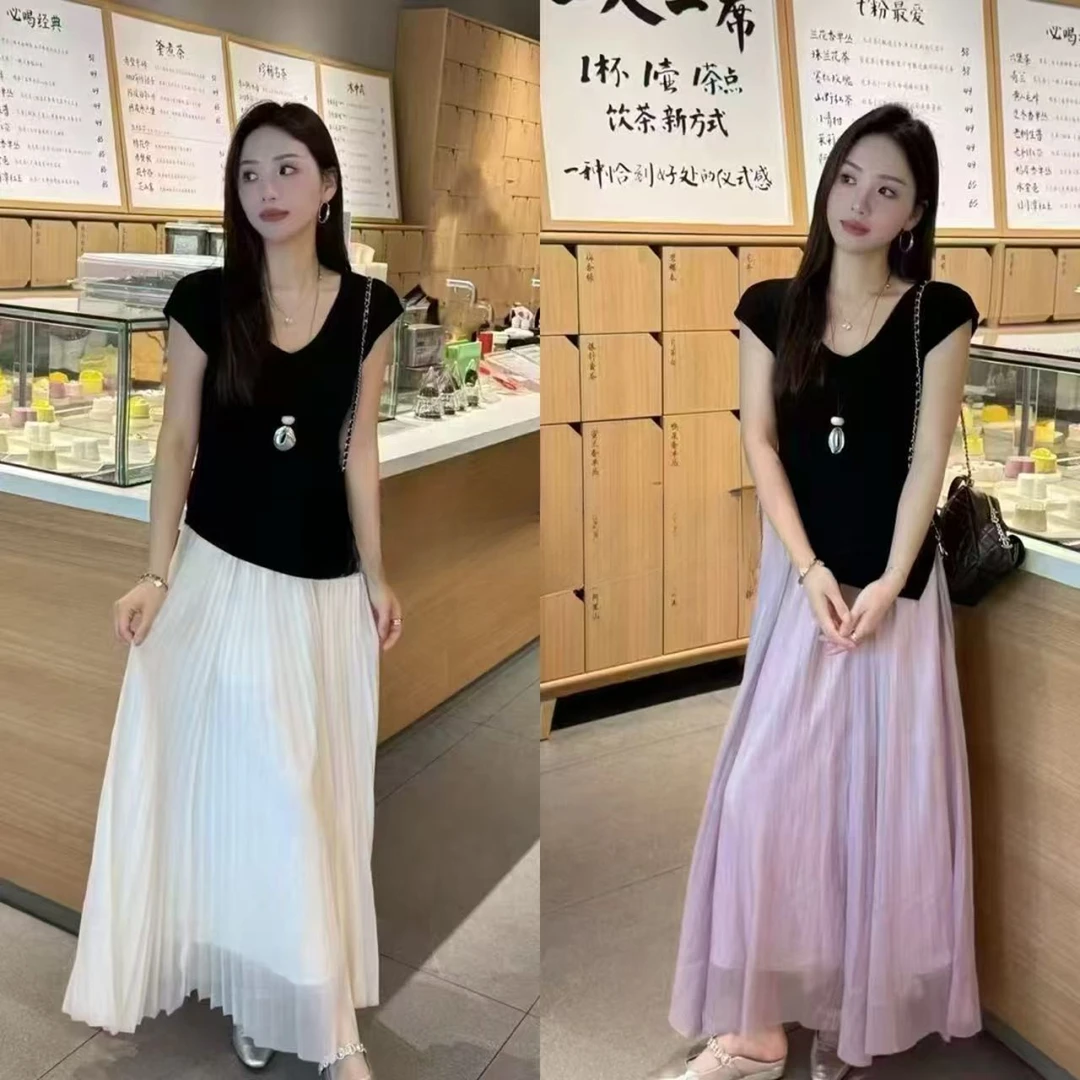 【锦衣服饰】FS 2565百褶时尚网纱半身裙两件套