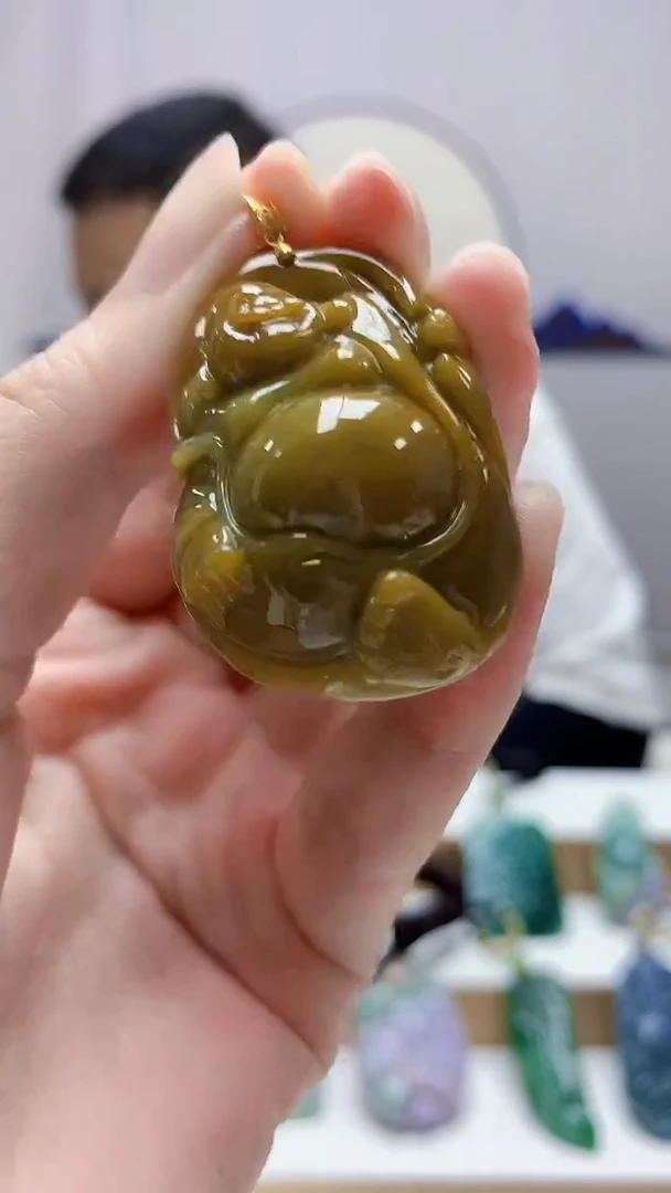 18K金镶嵌定制翡翠??4898zm-毛货挂件