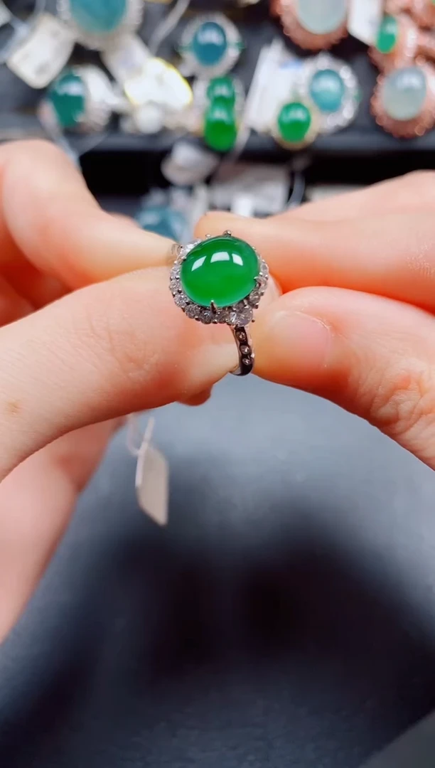 银S925镶嵌戒指翡翠翡翠