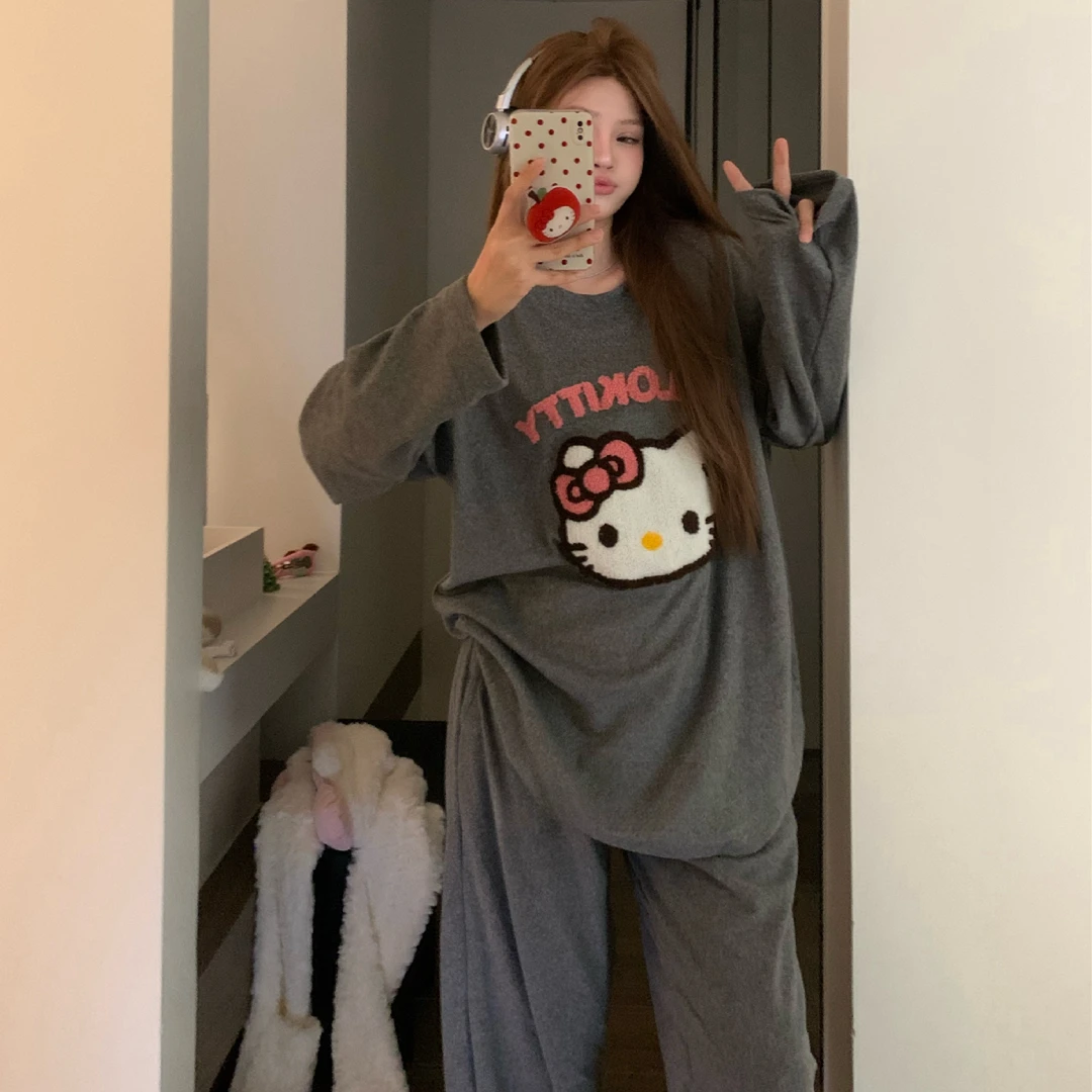 德绒睡衣女秋冬季高级感韩版ins风少女磨毛保暖加厚春秋款家居服