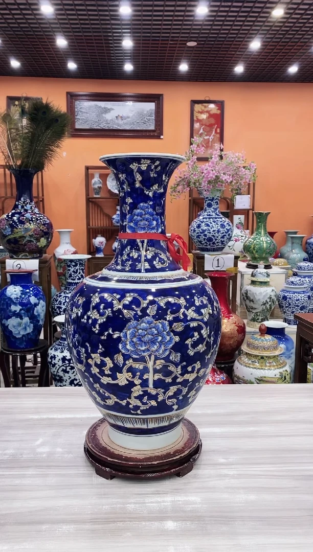 摆件陶瓷摆件A006赏瓶52*29+旋转底座