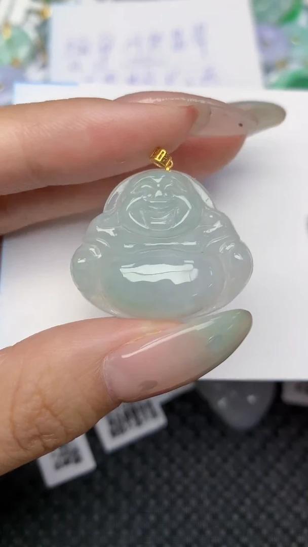 翡翠18K金镶嵌颈饰天然翡翠a货