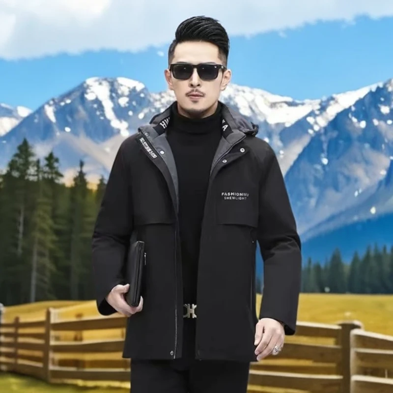 男款派克服短款活帽2025时尚保暖可拆卸冬季男士派克服父亲派克服