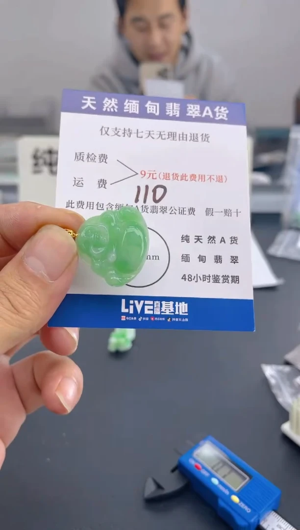 颈饰18K金镶嵌翡翠纯天然缅甸翡翠A货