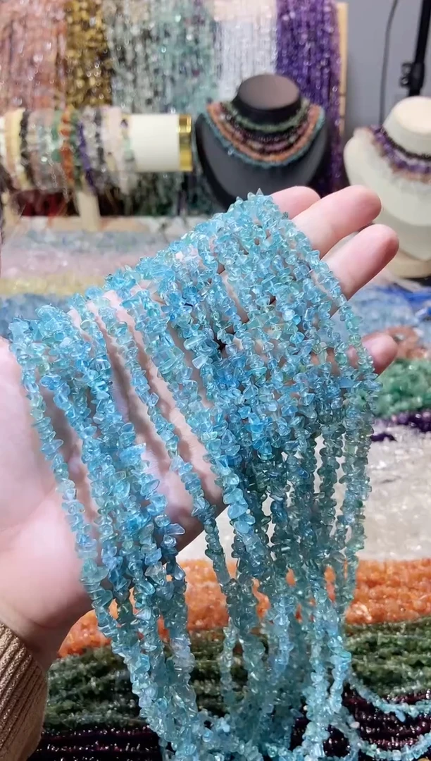 未镶嵌珠宝半成品水晶小蓝磷灰