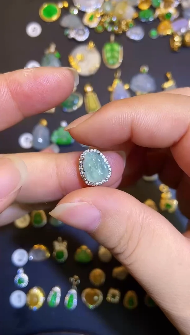 吊坠(不含链)银S925镶嵌翡翠1