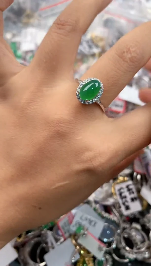 银S925镶嵌戒指翡翠111---8