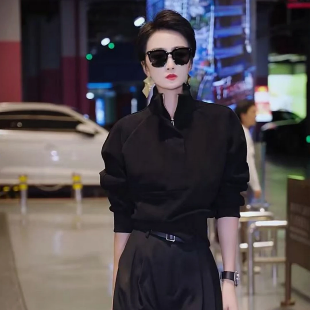 （萱萱推荐）高级简约纯色拉链加绒显瘦卫衣