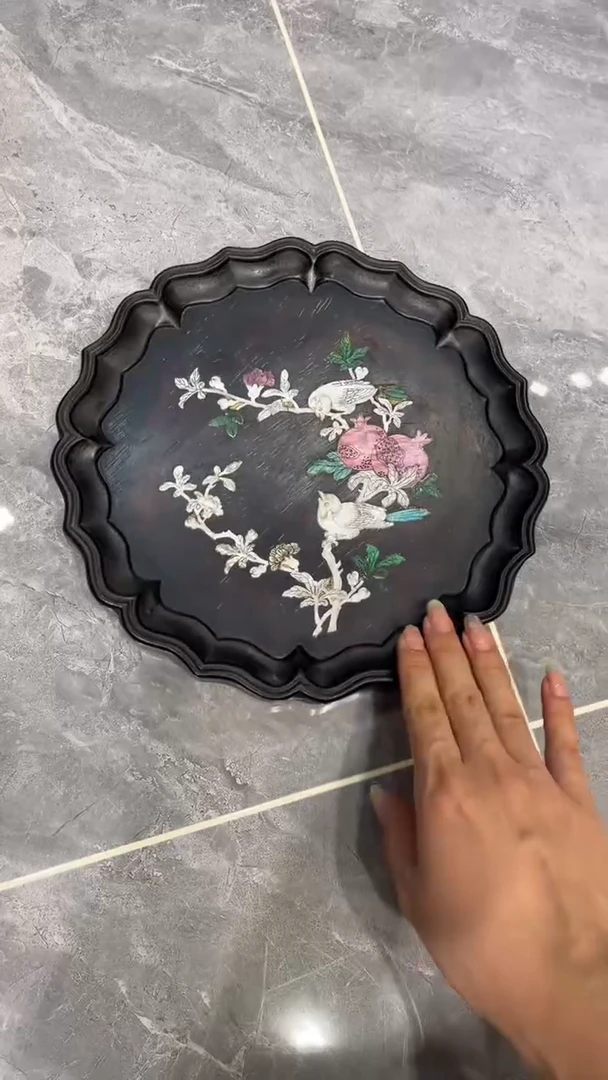 木喜鹊登梅圆形茶盘