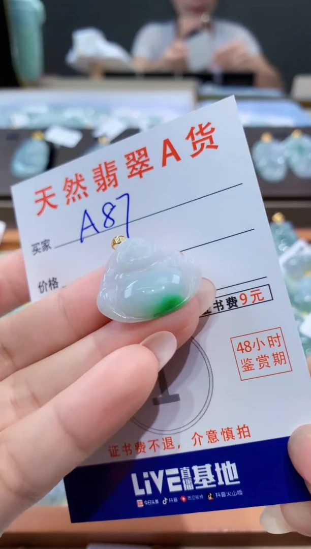 颈饰18K金镶嵌翡翠天然翡翠A货挂件