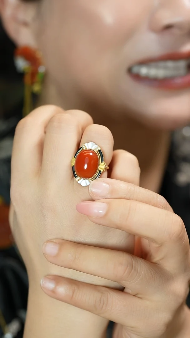 【闪购商品】南红玛瑙戒指18K金镶嵌支持48小时鉴赏