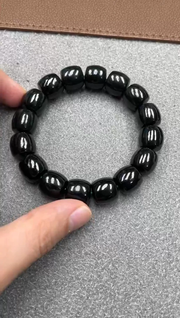 未镶嵌手串和田玉纯天然格尔木黑青14直切