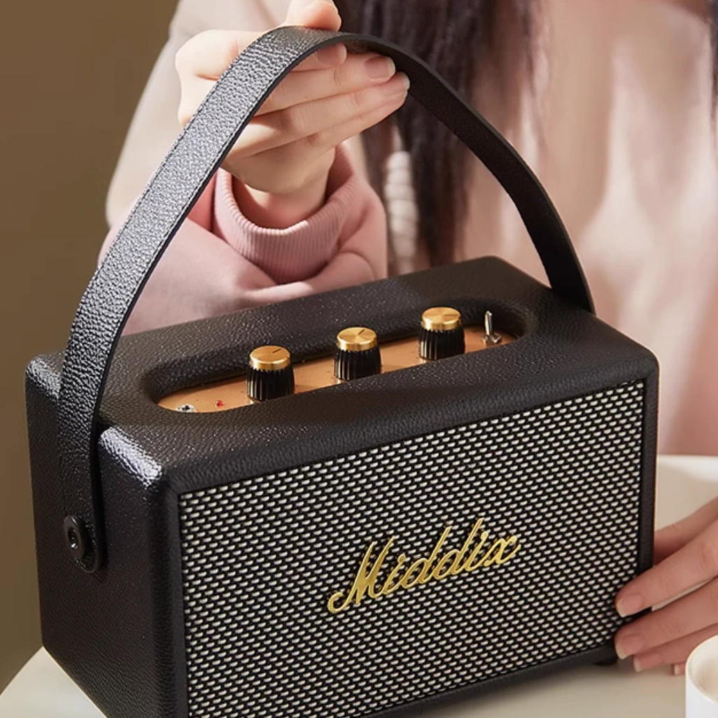 森林雨 M5蓝牙音箱复古风调节中低音可插u盘tf卡桌面蓝牙音响