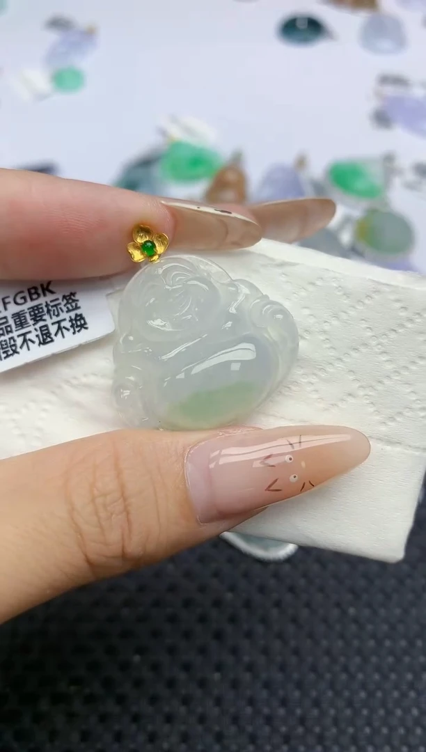 翡翠18K金镶嵌颈饰326   天然翡翠A货