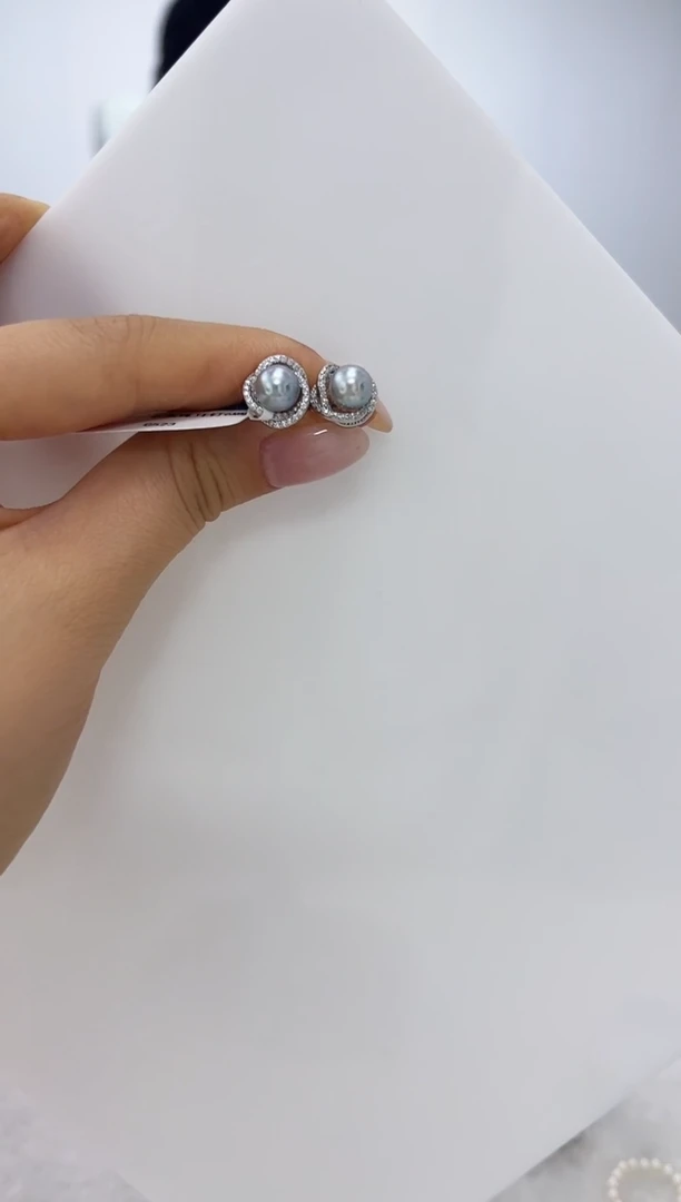 【闪购商品】海水珍珠DA银S925镶嵌耳钉 6 C523