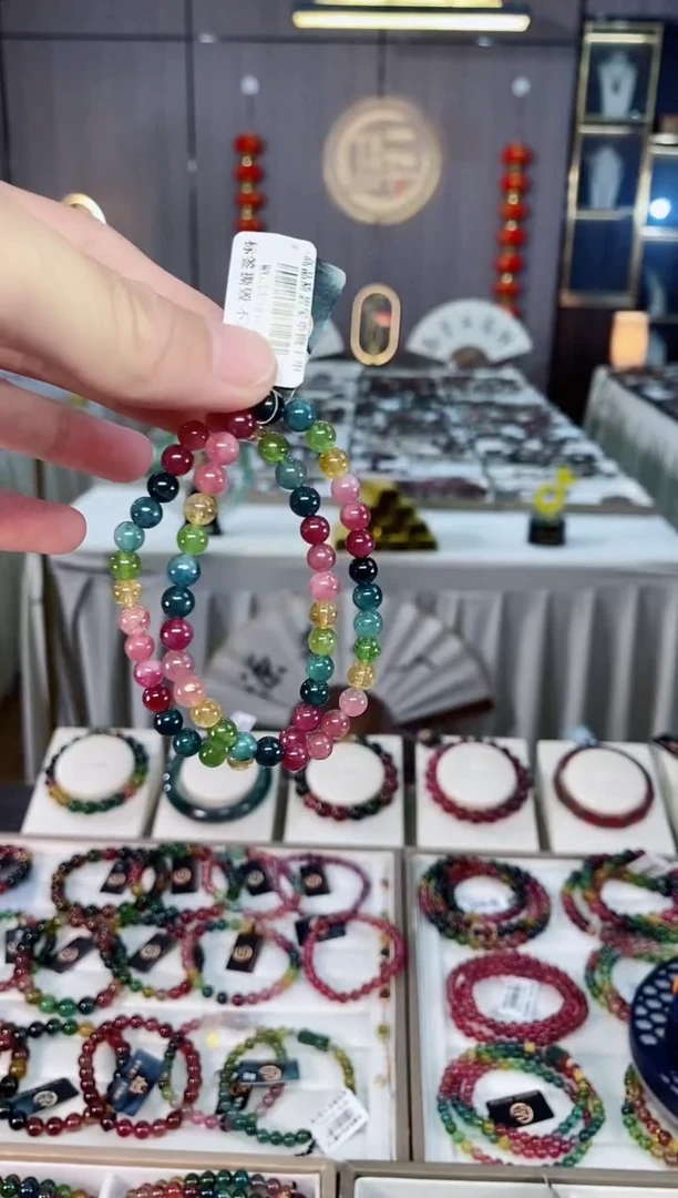 未镶嵌透体老矿碧玺单圈手串6mm+碧玺xion多样性发货一条