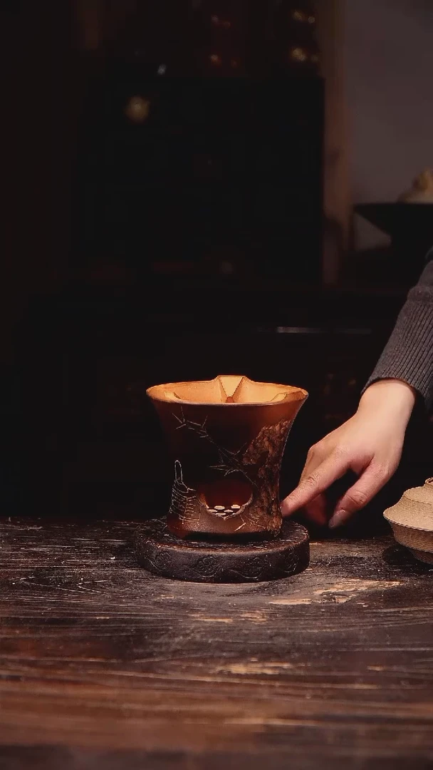 红泥平口雕刻炉