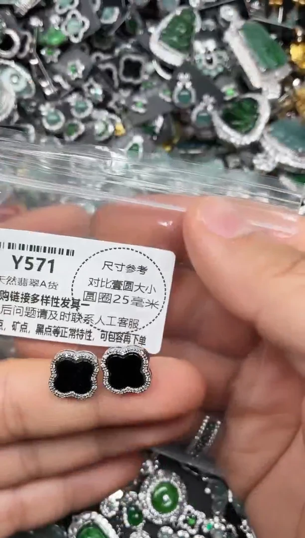 颈饰未镶嵌翡翠Y571耳钉