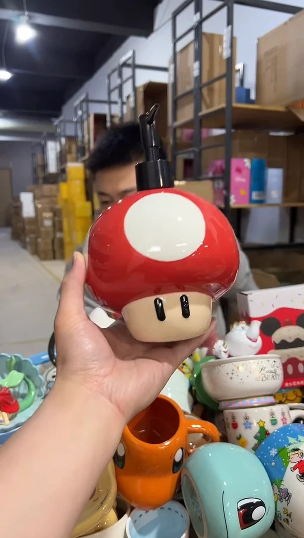 【闪购商品】杯陶瓷蘑菇按压瓶