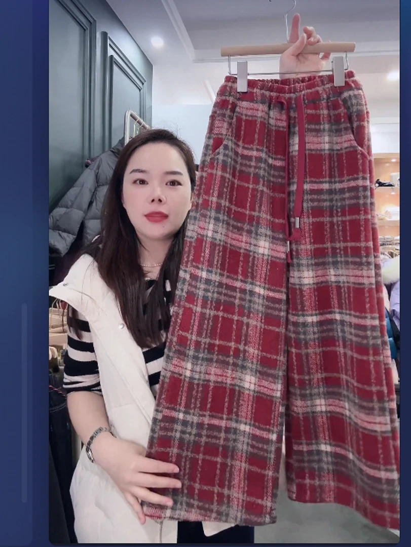 泡妈童装【红格子】儿童男童女童百搭休闲加绒卫裤24396