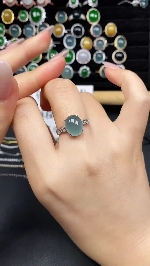 银S925镶嵌戒指翡翠111