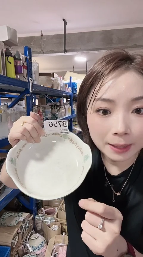 瓷片日本进口瓷器16CM双耳钵B756（新