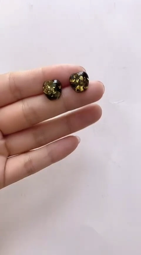 【闪购商品】琥珀裸石银S925镶嵌琥珀耳钉